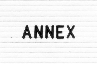 Black color letter in word annex on white felt board background