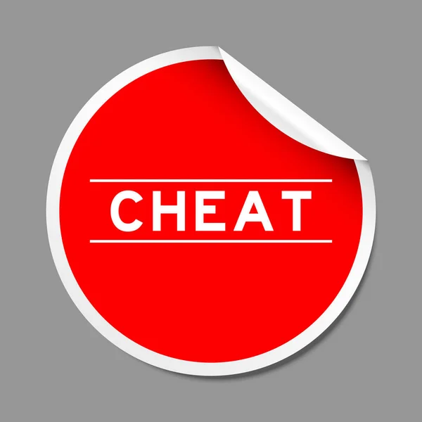 Red Color Peel Sticker Label Word Cheat Gray Background — Vetor de Stock