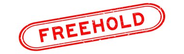 Grunge red freehold word rubber seal stamp on white background