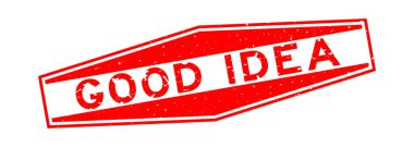 Grunge red good idea word hexagon rubber seal stamp on white background