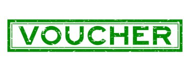 Grunge green voucher word square rubber seal stamp on white background