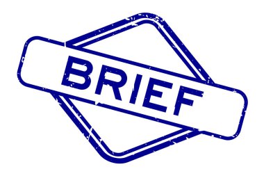 Grunge blue brief word rubbber seal stamp on white background