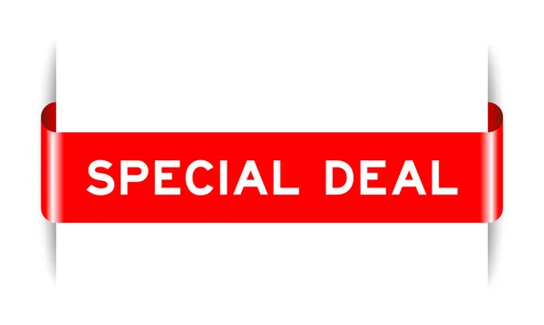 Red Color Inserted Label Banner Word Special Deal White Background — Archivo Imágenes Vectoriales