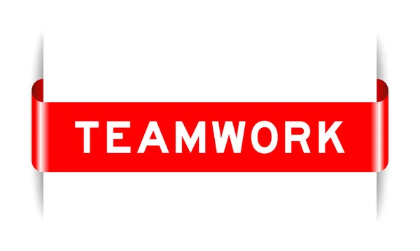 Red Color Inserted Label Banner Word Teamwork White Background — Stockový vektor