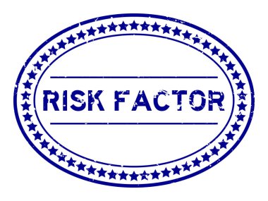 Grunge blue risk factor word oval rubber seal stamp on white background