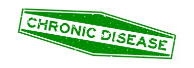 Grunge green chronic disease word hexagon rubber seal stamp on white background