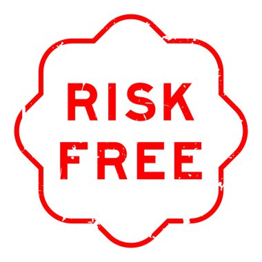 Grunge red risk free word rubber seal stamp on white background