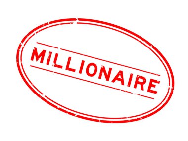 Grunge kırmızı milyoner sözcüğü oval lastik mühür beyaz arka planda