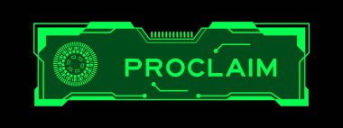 Green color of futuristic hud banner that have word on user interface screen on black background