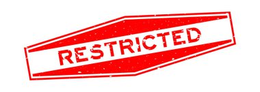 Grunge kırmızı kelime sınırlandırılmış altıgen lastik mühür beyaz arka planda