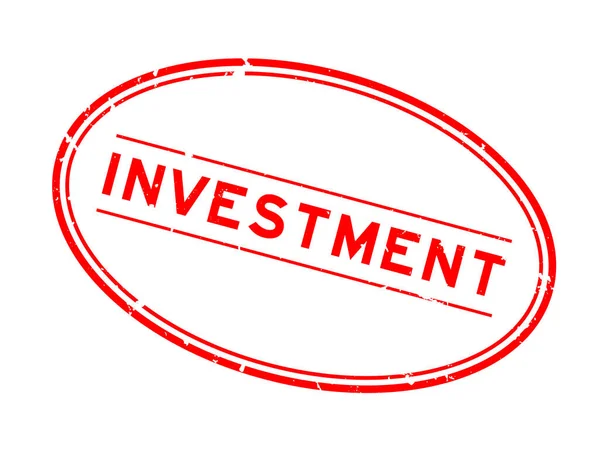 Grunge Palavra Investimento Vermelho Oval Selo Borracha Fundo Branco — Vetor de Stock