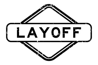 Grunge siyah işten çıkarma kelimesi beyaz arka planda lastik mühür damgası