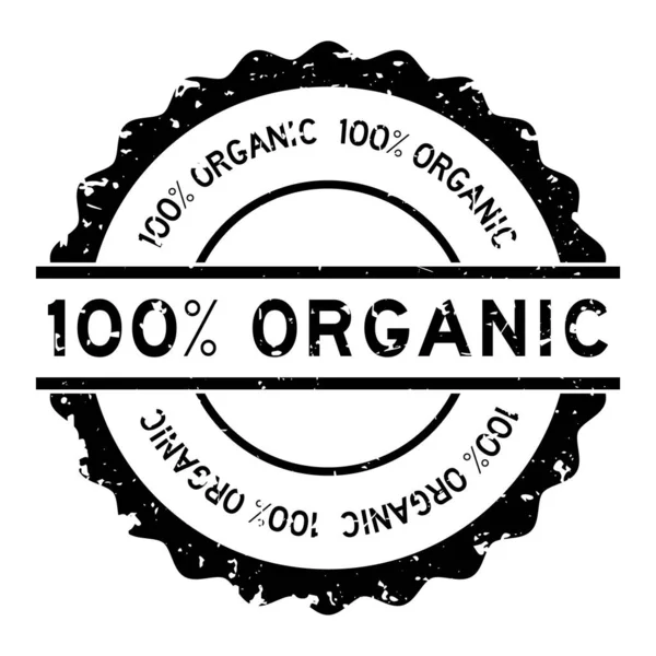 Черный 100 Органический Круглая Резиновая Печать Белом Фоне — стоковый вектор