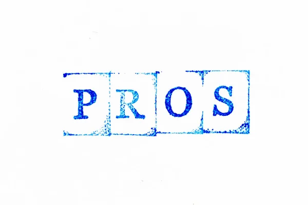 Blaue Farbe Tinte Gummistempel Wort Profis Auf Weißem Papier Hintergrund — Stockfoto