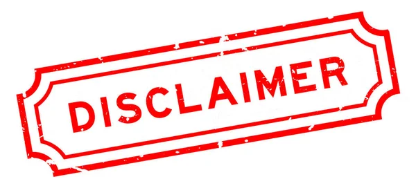 Grunge kırmızı feragat sözcüğü beyaz arka planda lastik mühür