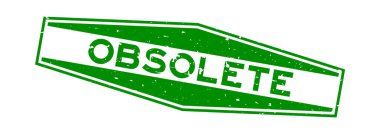 Grunge yeşil kelime altıgen lastik mühür beyaz arka planda