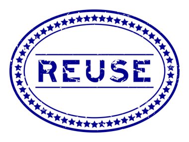 Grunge Blue beyaz arka planda oval lastik mühür kelimesini yeniden kullan