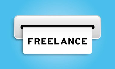 Mavi arkaplan üzerinde makine serbest kelime ile beyaz kupon pankartı