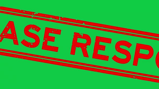 Grunge Červená Prosím Odpovědět Slovo Čtverec Razítko Razítko Zoom Zeleném — Stock video