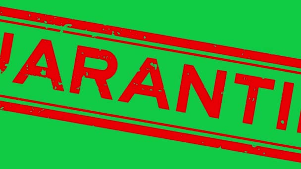 Grunge Red Quarantine Word Square Rubber Seal Stamp Zoom Green — Vídeo de Stock