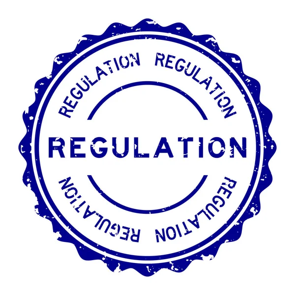 Grunge Blue Regulation Word Rubber Seal Stamp White Background — Stock Vector