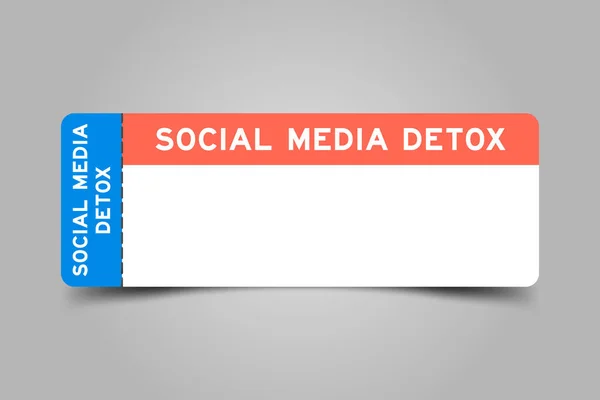 Blaue Und Orangefarbene Eintrittskarte Mit Wort Social Meida Detox Und — Stockvektor