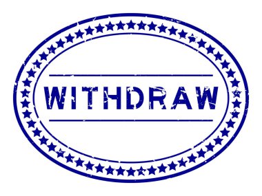 Grunge blue beyaz arka planda oval lastik mühür sözcüğünü geri çek