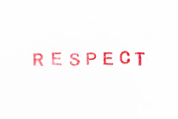 Červená Barva Inkoust Razítko Slově Respekt Bílém Papíře Pozadí — Stock fotografie