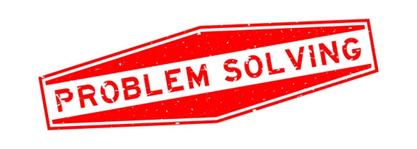 Grunge Red Problem Solving Word Hexagon Rubber Seal Stamp White — Vetor de Stock