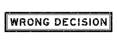 Grunge siyah yanlış karar Kare kare mühür beyaz arka planda