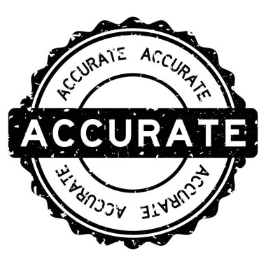 Grunge siyah doğru kelime yuvarlak lastik mühür beyaz arka planda