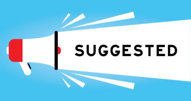 Mavi arkaplanda beyaz pankartta önerilen sözcük içeren renk megphone simgesi