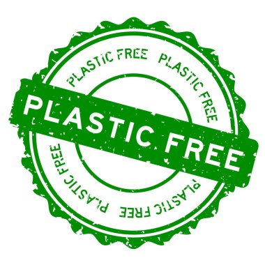 Grunge yeşil plastik özgür kelime yuvarlak lastik mühür beyaz arka planda