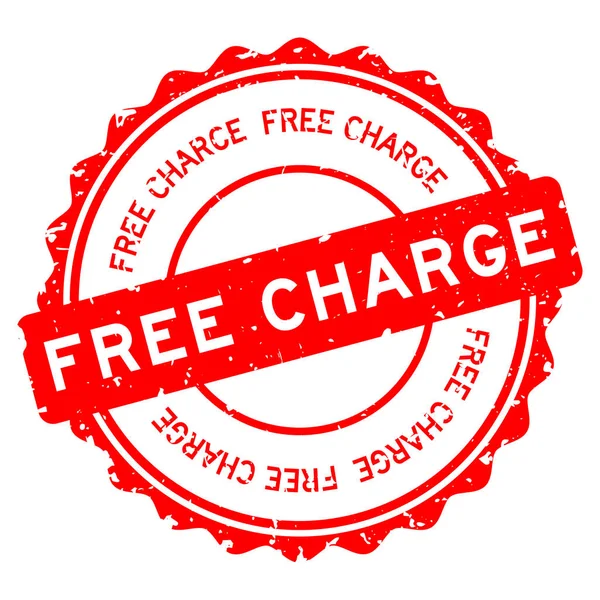 Grunge Red Free Charge Word Okrągła Gumowa Pieczęć Pieczęć Białym — Wektor stockowy