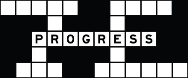 Bulmaca arka planında kelime ilerlemesinde alfabe harfi