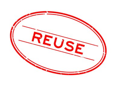 Grunge kırmızısı beyaz arka planda oval lastik mühür kelimesini yeniden kullan