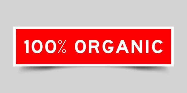 Sticker Étiquette Avec Mot 100 Pour Cent Biologique Couleur Rouge — Image vectorielle