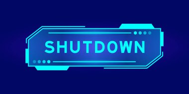 Mavi arkaplanda kullanıcı arayüzü ekranında kelime kapatma özelliği olan gelecekçi hud pankartı