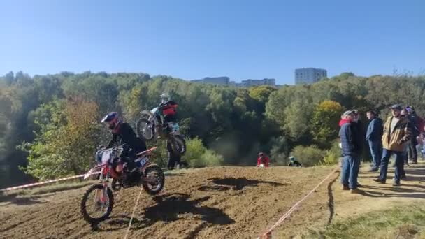 Lviv Ukraine Octombrie 2021 Sportivii Curse Motociclete Concurează Competiția Motocros — Videoclip de stoc