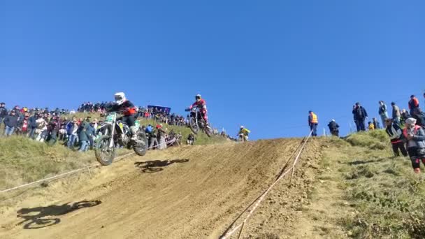 Lviv Ukraine October 2021 Athletes Motorcycle Racers Compete Motocross Competition — Stock Video
