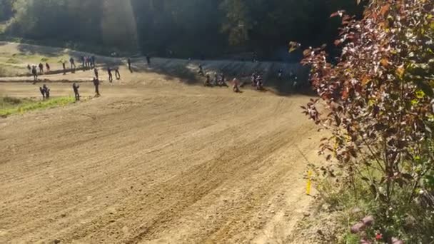 Lviv Ucraina Ottobre 2021 Gli Atleti Motociclisti Gareggiano Gare Motocross — Video Stock