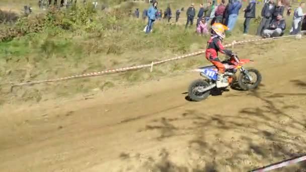 Lviv Ukraine Oktober 2021 Sportler Motorrad Kinderrennfahrer Messen Sich Motocross — Stockvideo