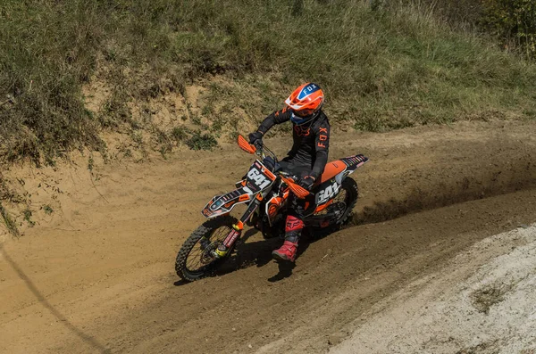 Lviv Ukraine October 2021 Athletes Motorcycle Racers Compete Motocross Competition — Stock Photo, Image