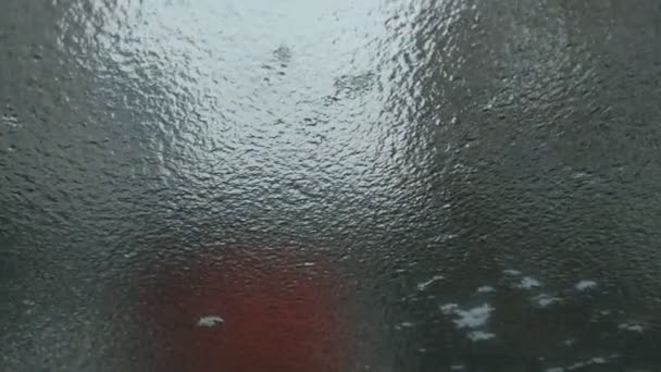 Ice Crust Frozen Glass Due Precipitation Form Freezing Rain — Stock video