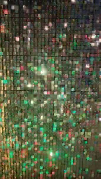 Vertical Video Multicolored Glitter Confetti Patterns Wall Disco Photo Shoots — Stock Video