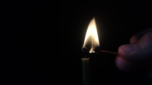 Candle Lit Match Black Background — стоковое видео