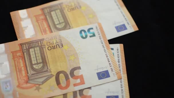 Man Counts Money Euro Banknotes Face Value Euros — Video Stock