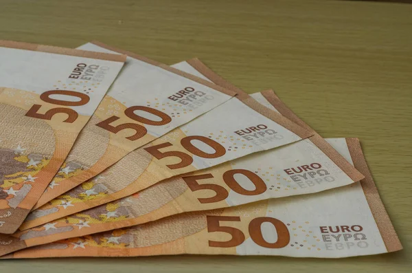 Ein Mann Zählt Geld Euroscheine Nennwert Von Euro — Stockfoto