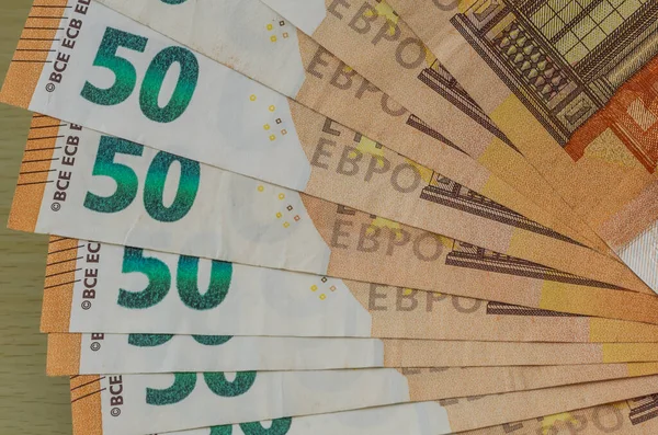 Ein Mann Zählt Geld Euroscheine Nennwert Von Euro — Stockfoto