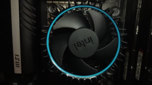 Lviv Ukraine July 2022 Processor Intel Core Cooler Computer Case — Vídeo de stock